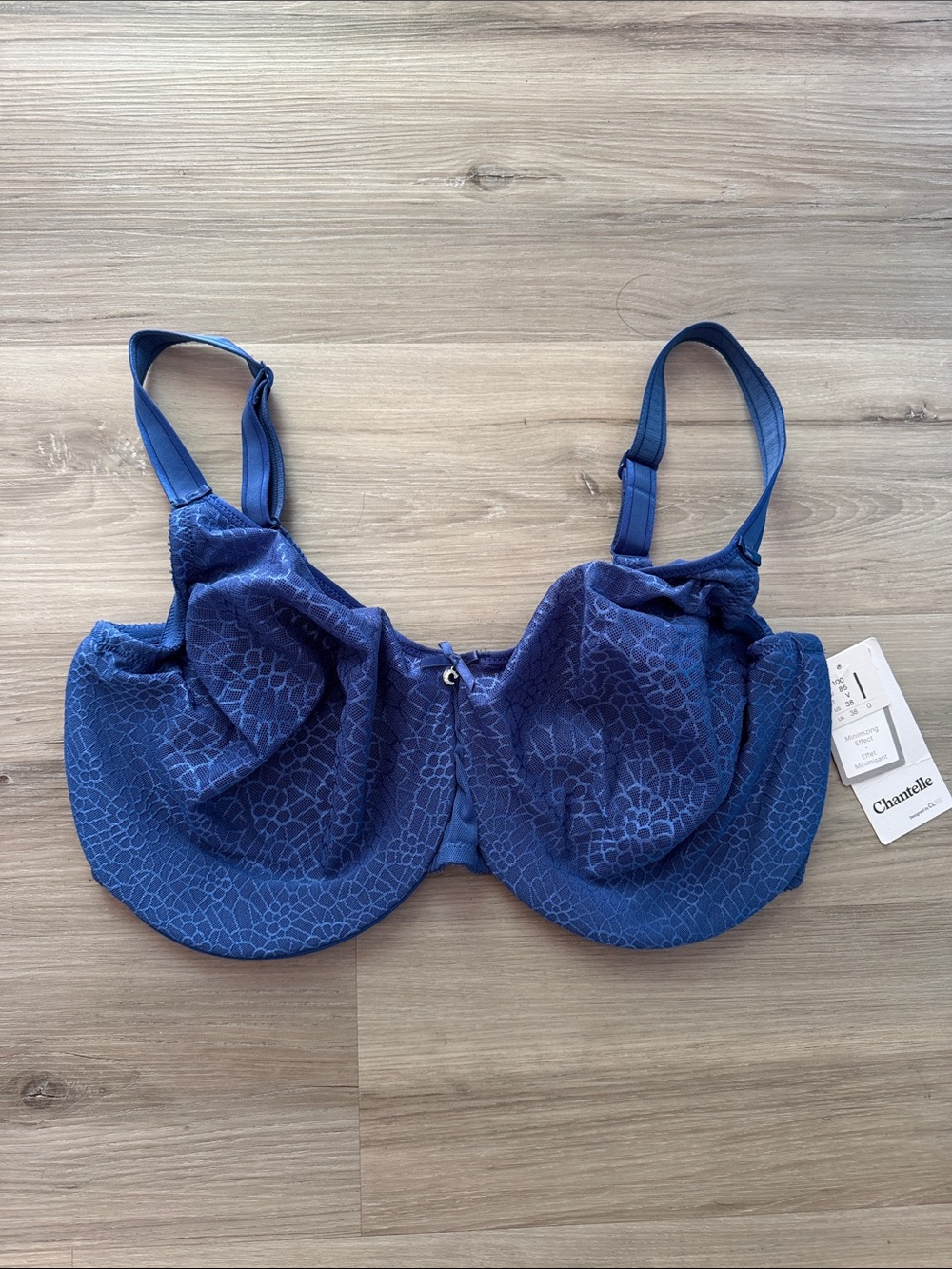 Chantelle Northern Blue Lace-Effect minimizer Underwire Bra